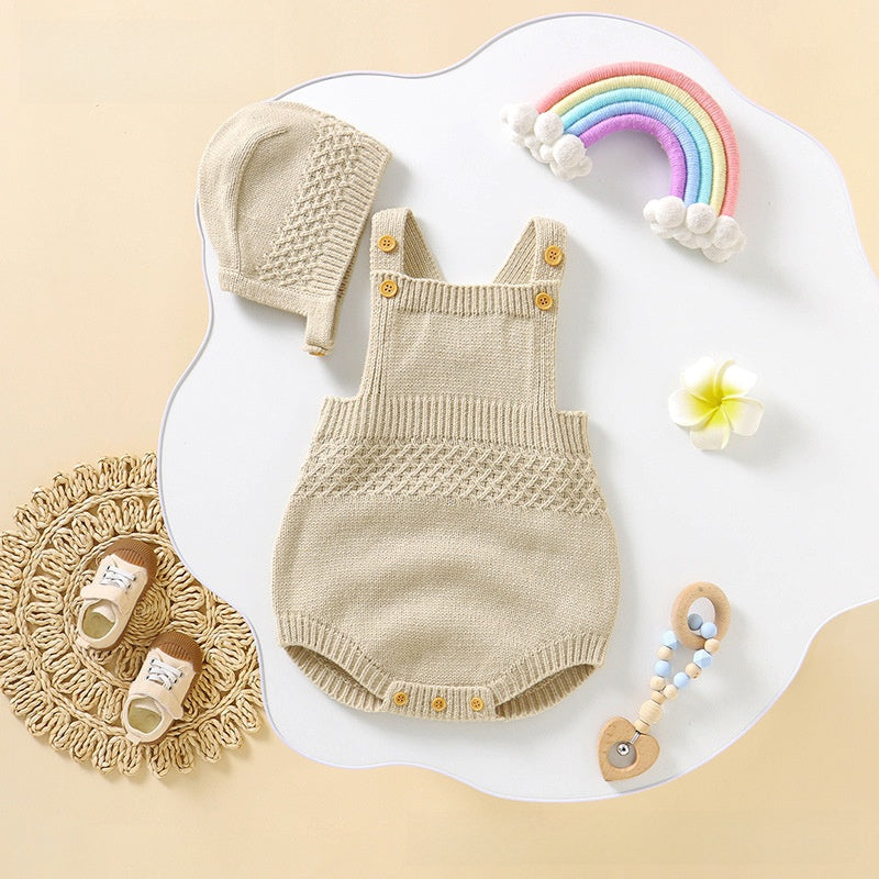 Baby Knitted Romper with Detachable Hood