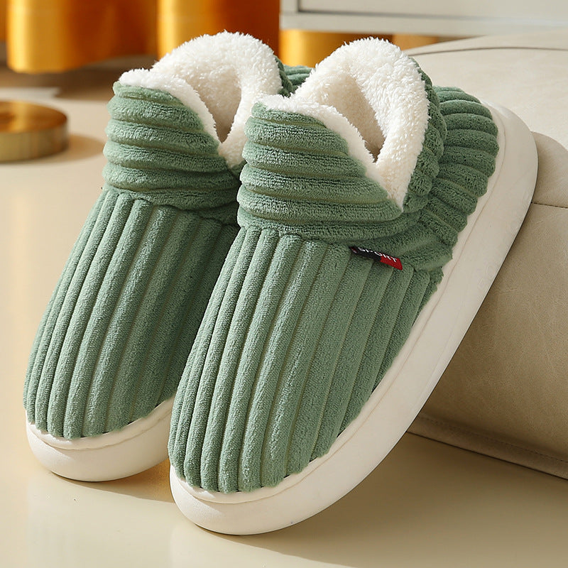CozyStripe Winter Plush Slippers