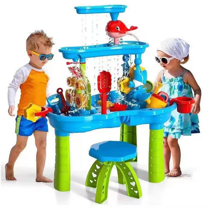 Multifunctional Children Water Sand Play Table with Wheels