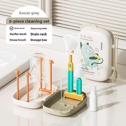 6-Piece Food-Grade Silicone Baby Bottle Cleaning Brush Set