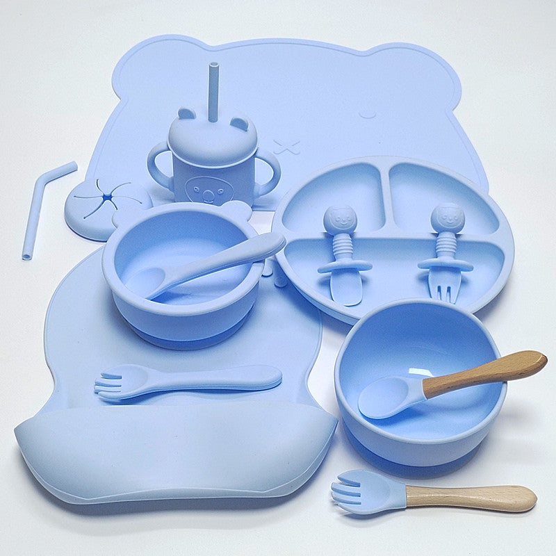 Silicone Suction Baby Feeding Set – Bear Design (8-Piece)