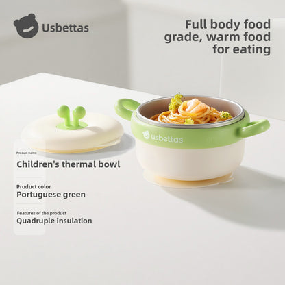 4-Layer Insulated Baby Feeding Bowl Set with Strong Suction Base