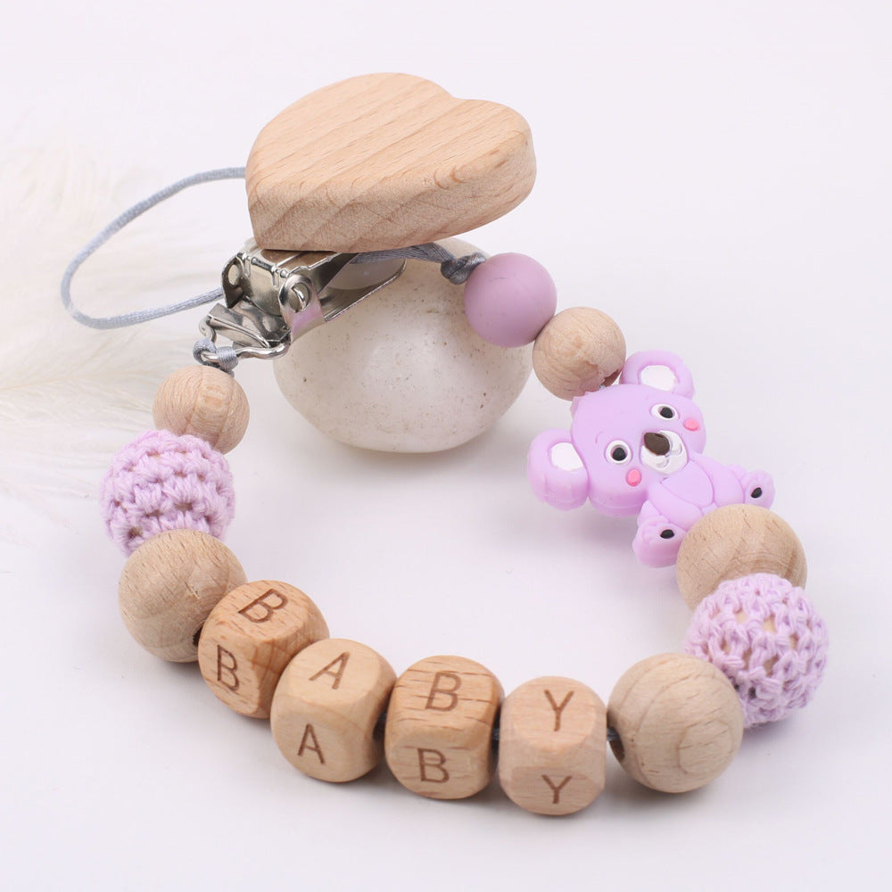 Beech Wood & Silicone Koala Pacifier Clip