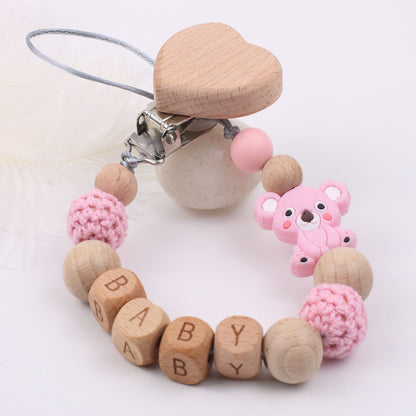 Beech Wood & Silicone Koala Pacifier Clip