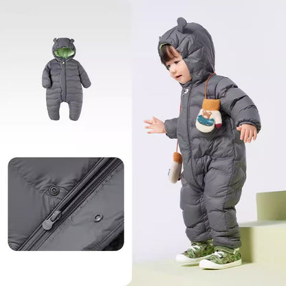 Class A White Duck Down Baby Snowsuit Hooded