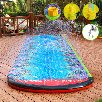 Inflatable Water Slide with Sprinkler & Surfboards