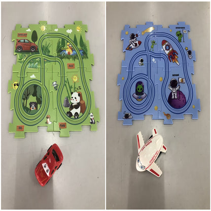 DIY Electric Puzzle Rail Car Set – Creative Track Building STEM Toy for Kids