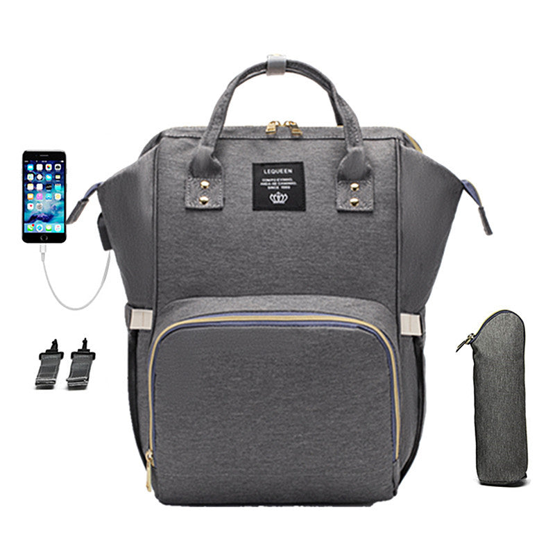 Multi-Function Baby Mummy Bag with USB Port & Compartments