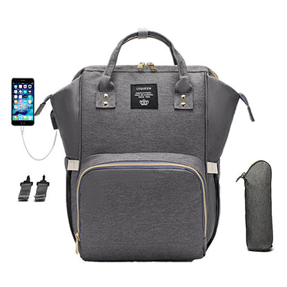 Multi-Function Baby Mummy Bag with USB Port & Compartments
