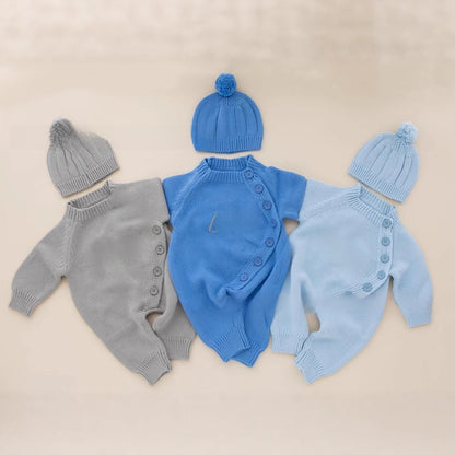 Cozy Knit Baby Romper Set with Hat