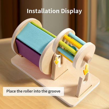 Montessori Wooden Rolling Drum Toy – Sensory & Motor Skills Development