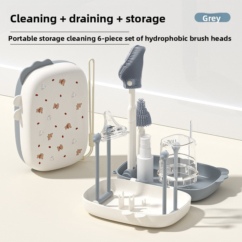 6-Piece Food-Grade Silicone Baby Bottle Cleaning Brush Set