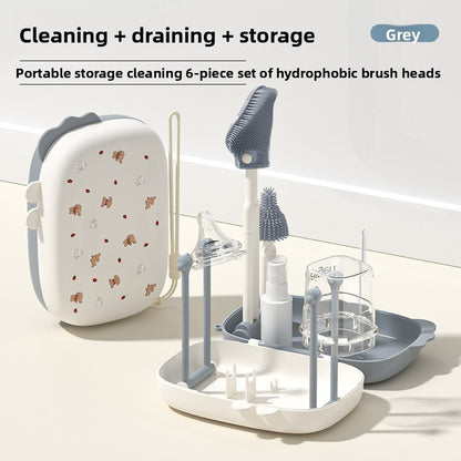 6-Piece Food-Grade Silicone Baby Bottle Cleaning Brush Set