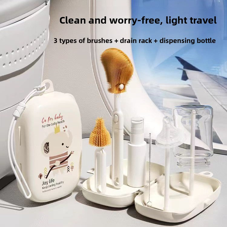 6-Piece Food-Grade Silicone Baby Bottle Cleaning Brush Set