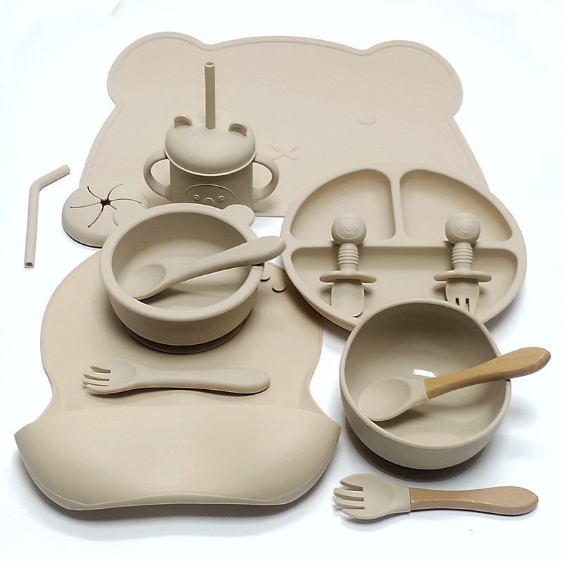 Silicone Suction Baby Feeding Set – Bear Design (8-Piece)