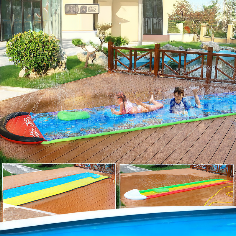 Inflatable Water Slide with Sprinkler & Surfboards
