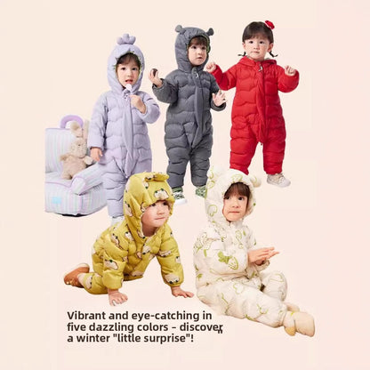 Class A White Duck Down Baby Snowsuit Hooded