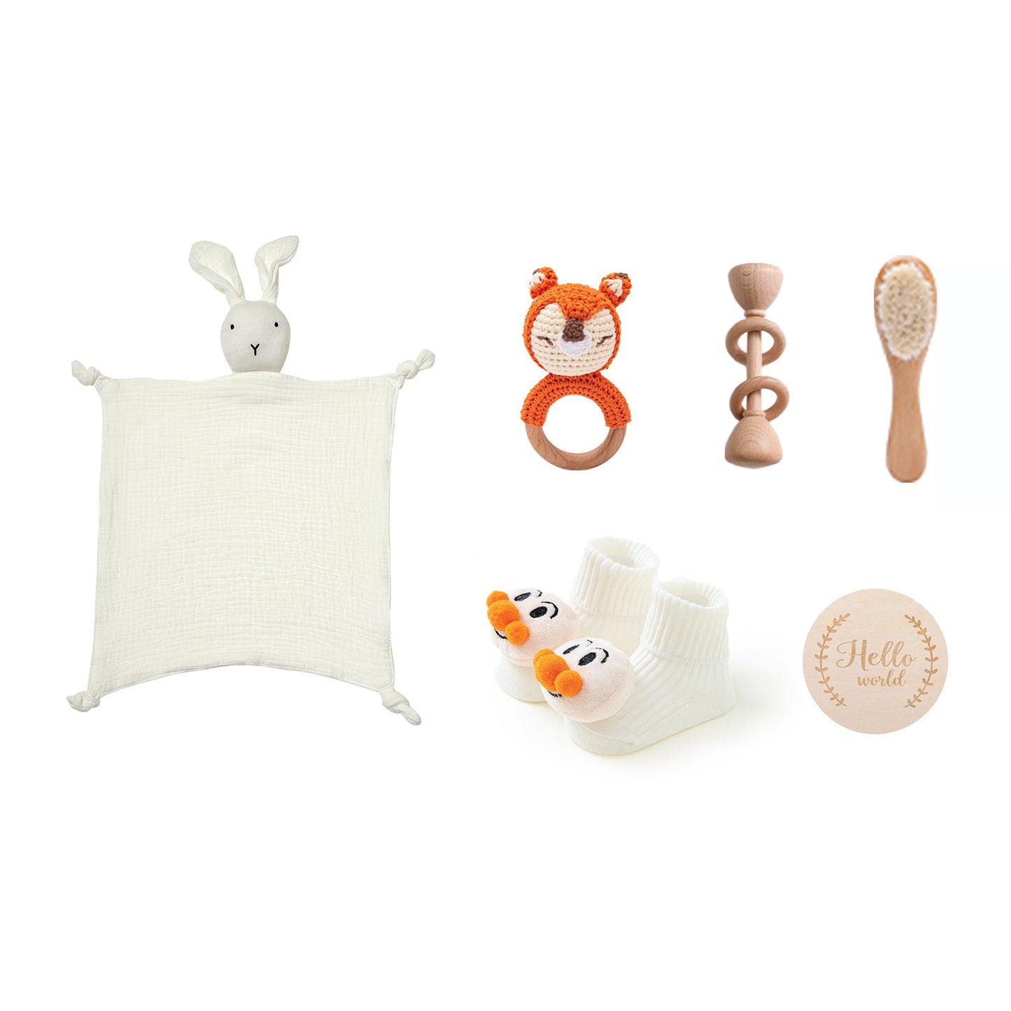 Infant Comfort Rattle & Rabbit Bath Towel Gift Set