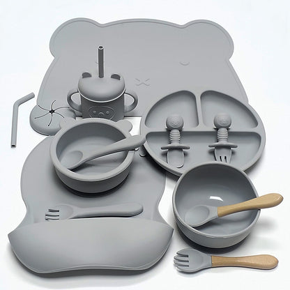Silicone Suction Baby Feeding Set – Bear Design (8-Piece)