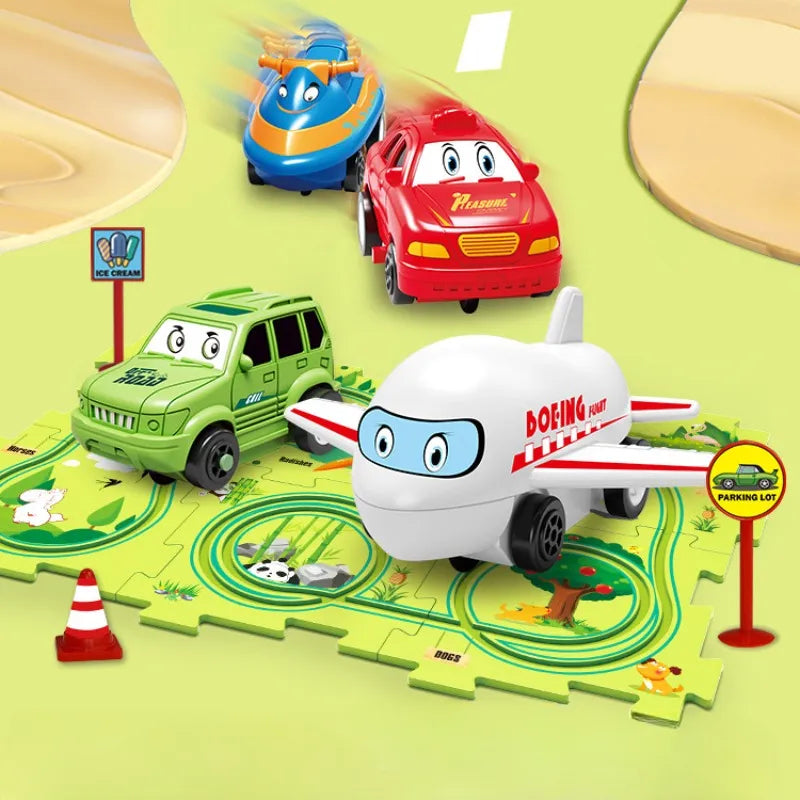 DIY Electric Puzzle Rail Car Set – Creative Track Building STEM Toy for Kids