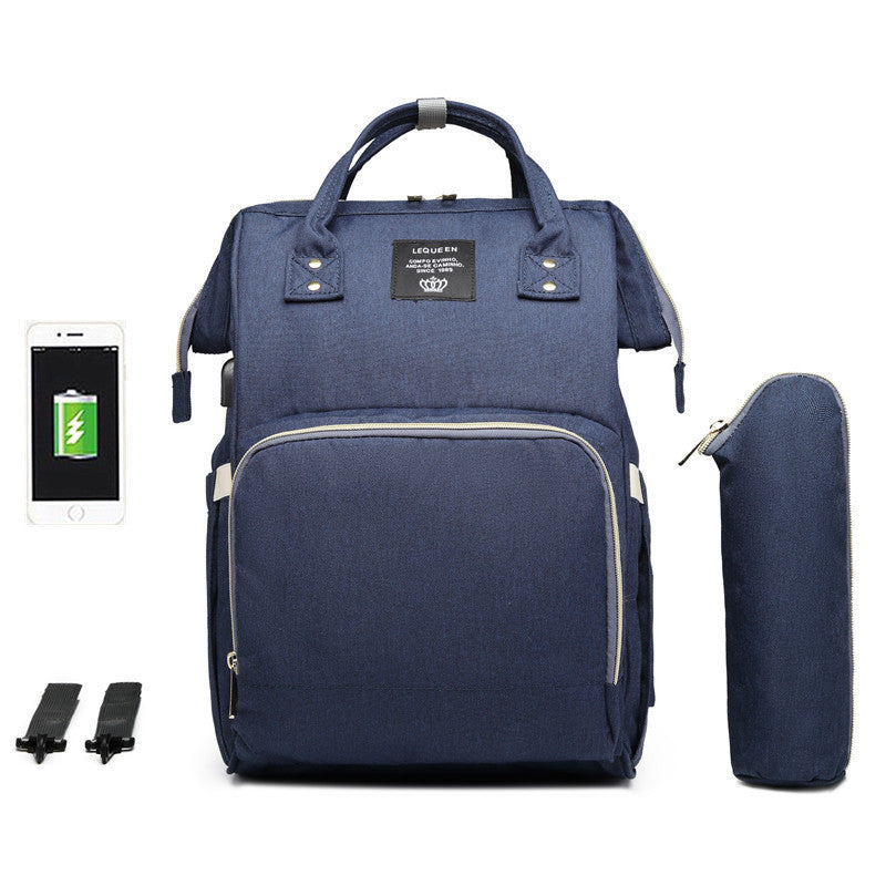 Multi-Function Baby Mummy Bag with USB Port & Compartments