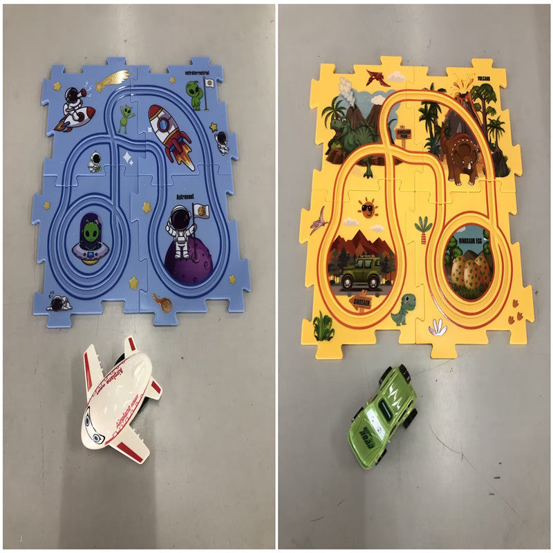 DIY Electric Puzzle Rail Car Set – Creative Track Building STEM Toy for Kids