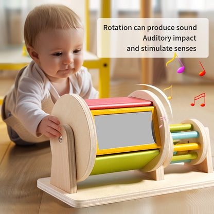 Montessori Wooden Rolling Drum Toy – Sensory & Motor Skills Development