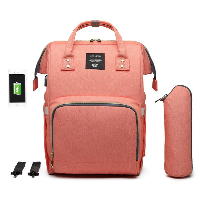 Multi-Function Baby Mummy Bag with USB Port & Compartments