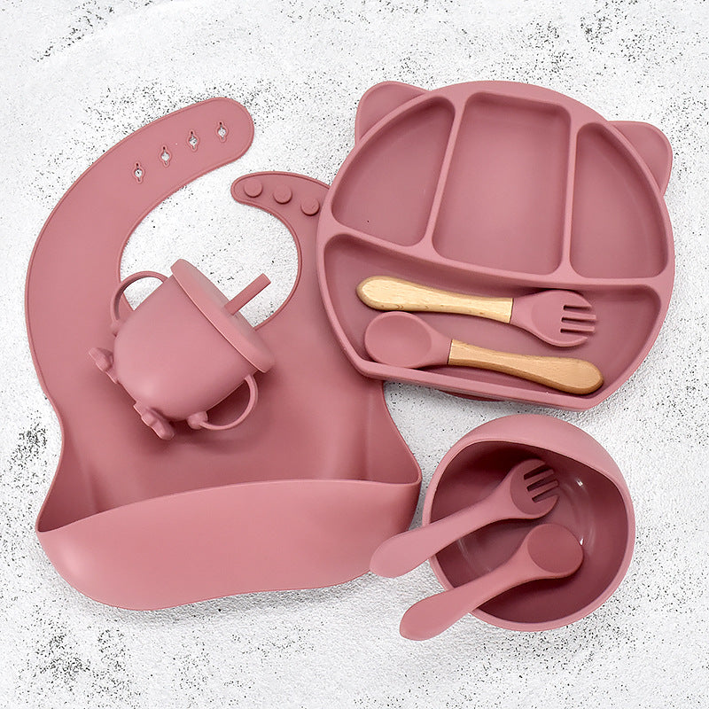 Infant Feeding Tableware Set – Divided Silicone Suction Plate & Baby Utensils