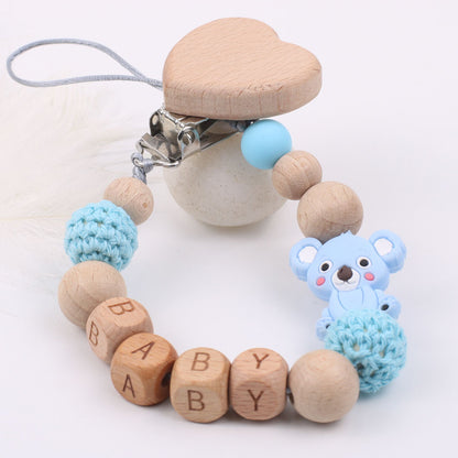 Beech Wood & Silicone Koala Pacifier Clip