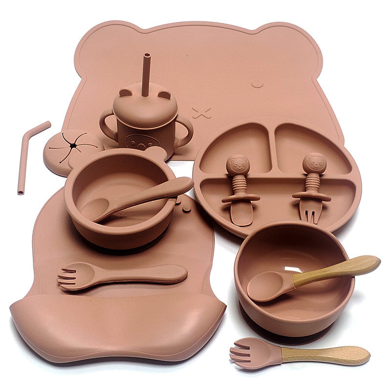 Silicone Suction Baby Feeding Set – Bear Design (8-Piece)