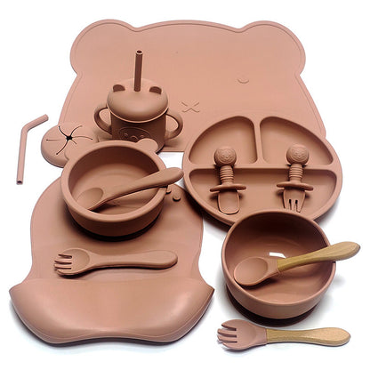 Silicone Suction Baby Feeding Set – Bear Design (8-Piece)