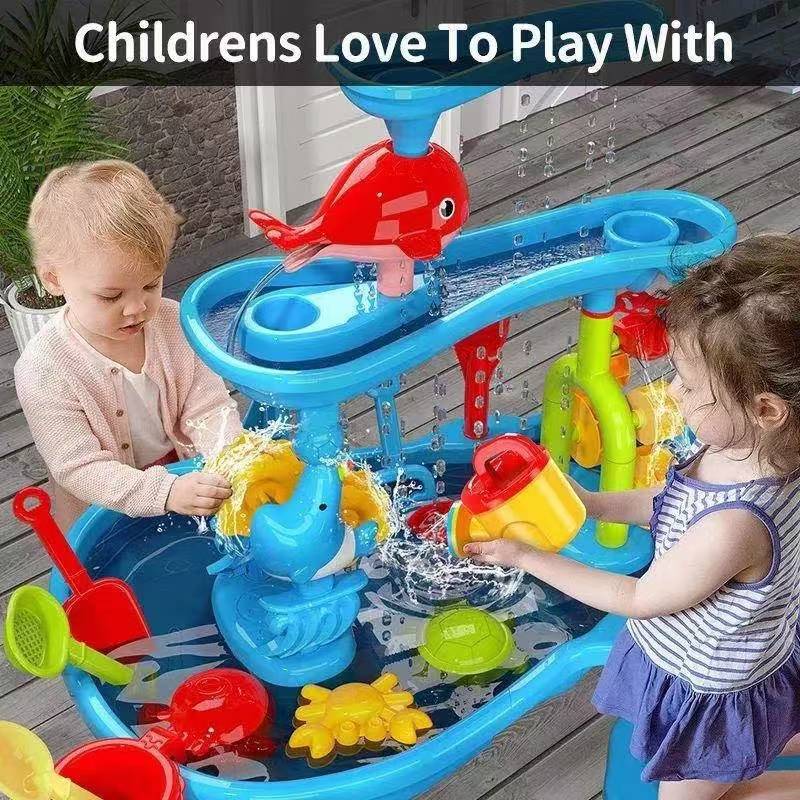Multifunctional Children Water Sand Play Table with Wheels