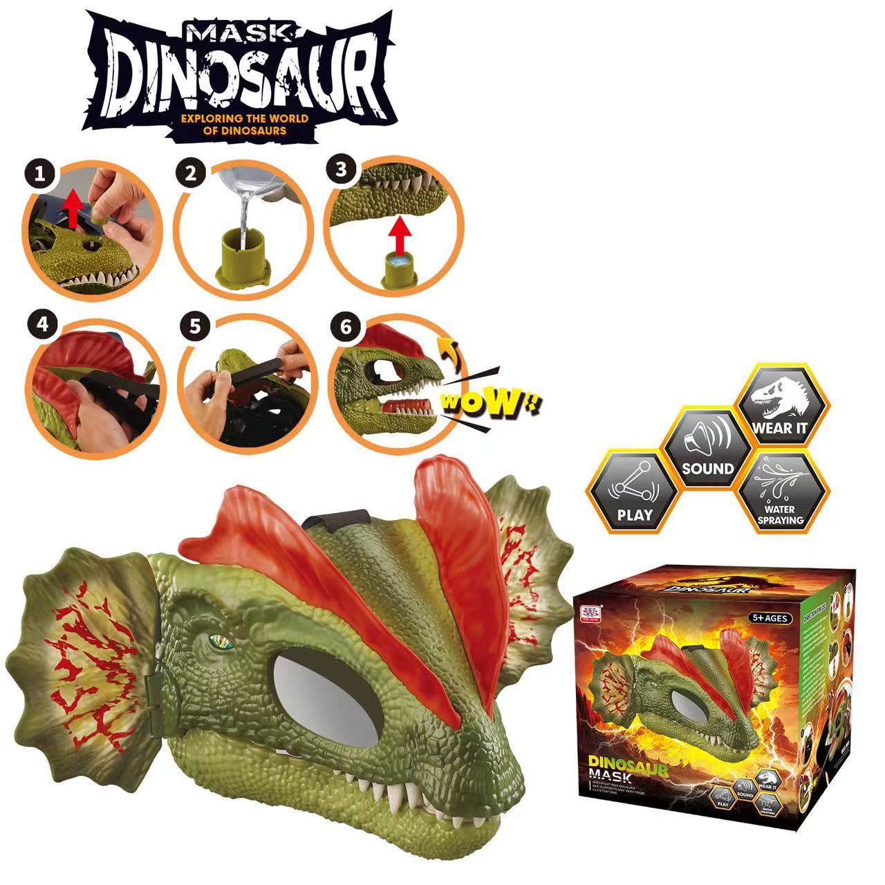 Realistic Velociraptor Dinosaur Mask with Sound