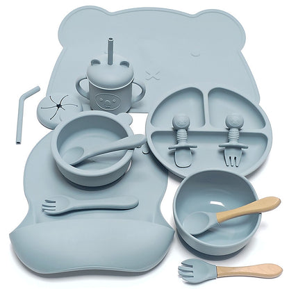 Silicone Suction Baby Feeding Set – Bear Design (8-Piece)