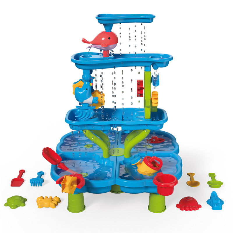Multifunctional Children Water Sand Play Table with Wheels