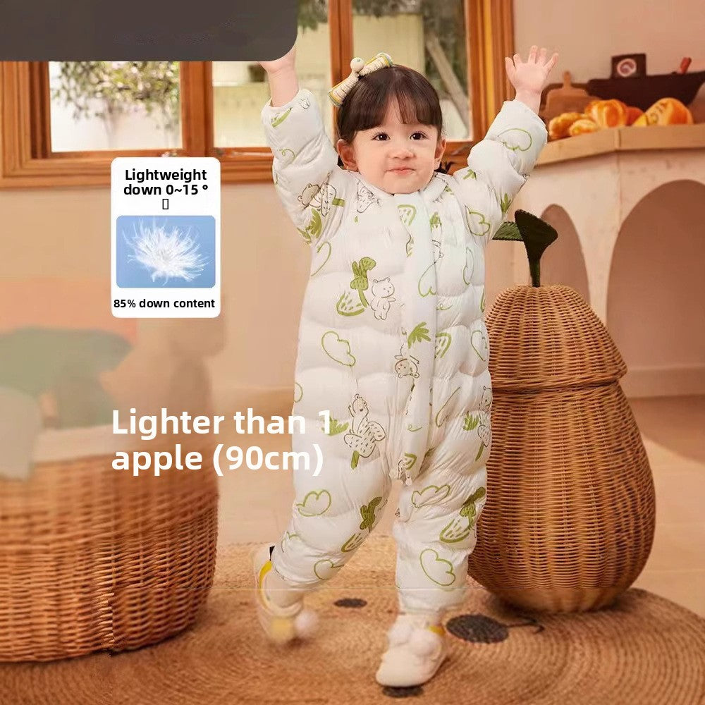 Class A White Duck Down Baby Snowsuit Hooded