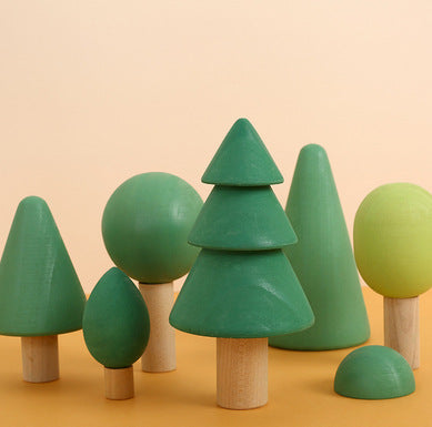 Large Wooden Rainbow Arch Bridge Building Blocks 12-Piece Montessori Early Learning Toy