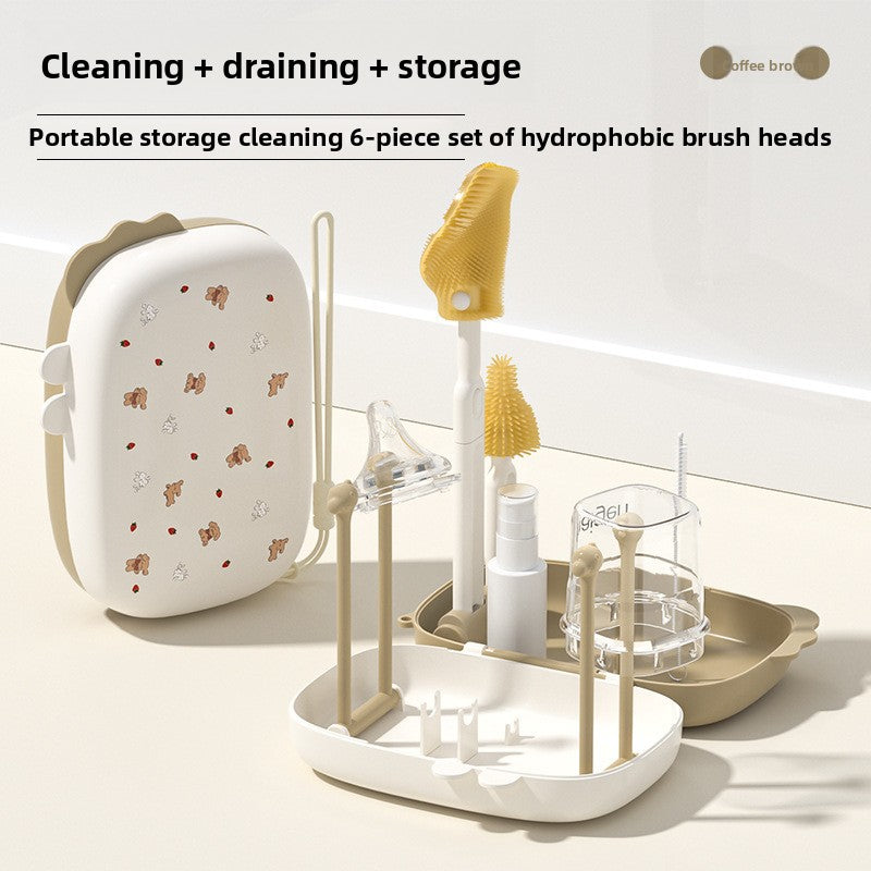 6-Piece Food-Grade Silicone Baby Bottle Cleaning Brush Set
