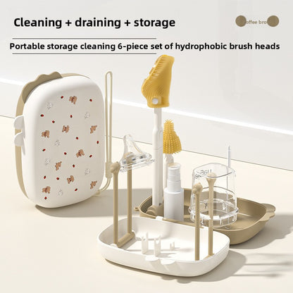 6-Piece Food-Grade Silicone Baby Bottle Cleaning Brush Set