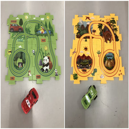 DIY Electric Puzzle Rail Car Set – Creative Track Building STEM Toy for Kids