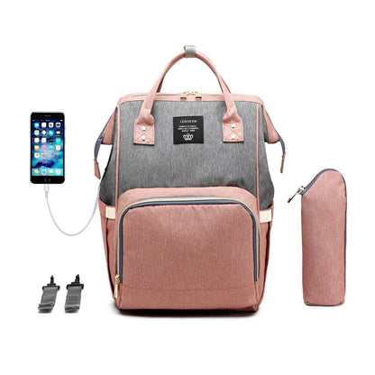 Multi-Function Baby Mummy Bag with USB Port & Compartments