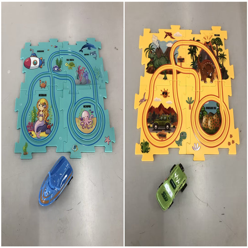 DIY Electric Puzzle Rail Car Set – Creative Track Building STEM Toy for Kids