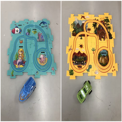 DIY Electric Puzzle Rail Car Set – Creative Track Building STEM Toy for Kids
