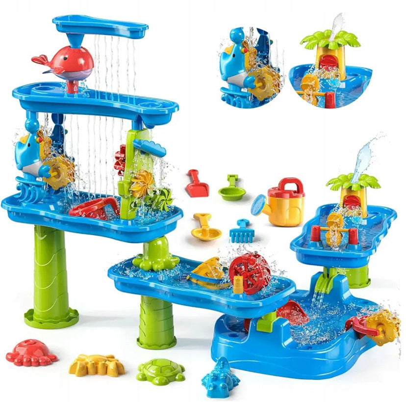 Multifunctional Children Water Sand Play Table with Wheels