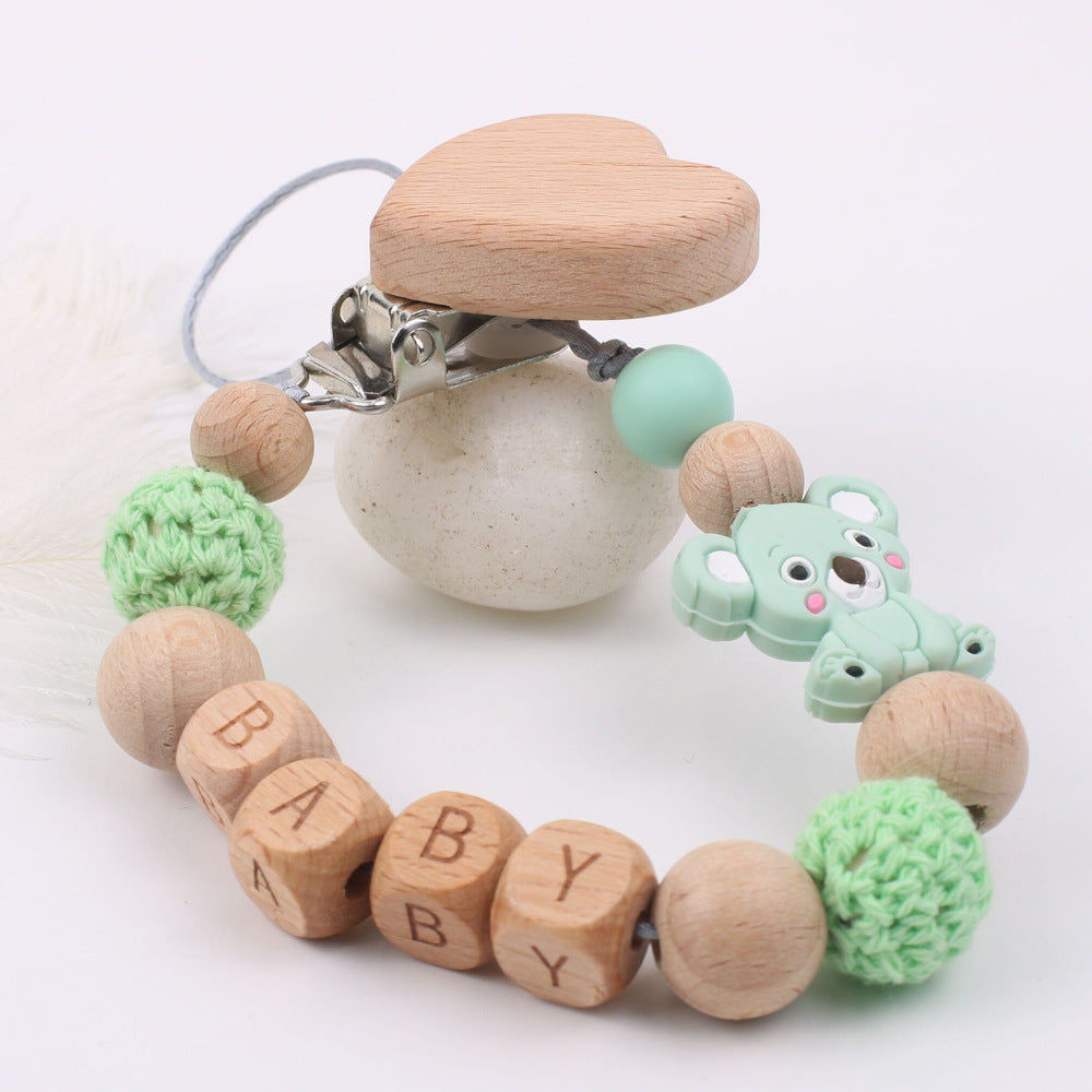 Beech Wood & Silicone Koala Pacifier Clip