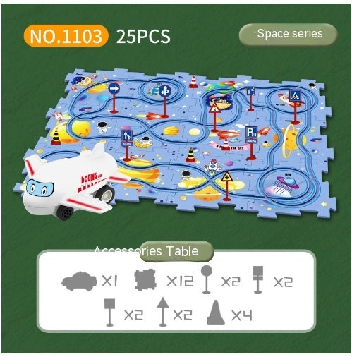DIY Electric Puzzle Rail Car Set – Creative Track Building STEM Toy for Kids