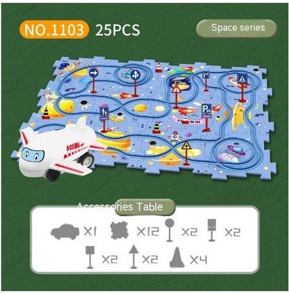 DIY Electric Puzzle Rail Car Set – Creative Track Building STEM Toy for Kids