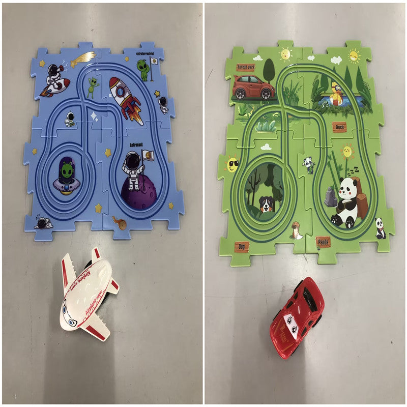 DIY Electric Puzzle Rail Car Set – Creative Track Building STEM Toy for Kids