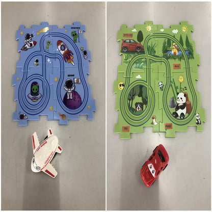 DIY Electric Puzzle Rail Car Set – Creative Track Building STEM Toy for Kids